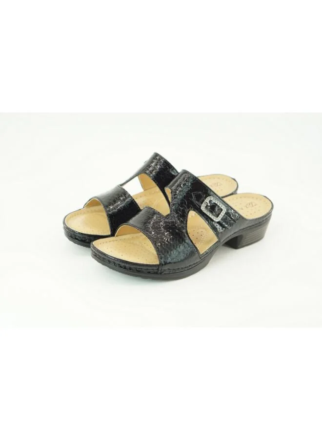 زينة 221-3161 Zayna Ladies Low Heel Slides 2608-10 Black